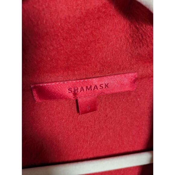 SHAMASK Red Open Front Wool Cashmere Coat Shawl Collar Women's 3 / 16-20 - Picture 3 of 6